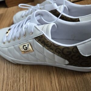 G by Guess Women's White and Gold Sneakers